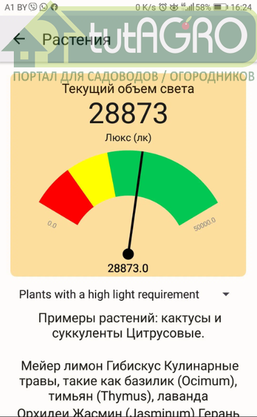 Скриншот встроенного в смартфон люксметра (Фотометр PRO). Вы можете пользоваться любым удобным приложением Скриншот встроенного в смартфон люксметра (Фотометр PRO). Вы можете пользоваться любым удобным приложением - AGROzen